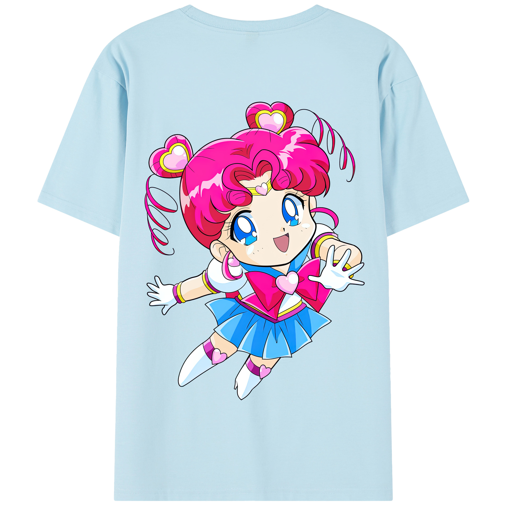 （画像用） 美少女戦士セーラームーン ちびうさ Sailor Moon Chibiusa Tsukino Usagi Small Lady Serenity 綿100％半袖Tシャツ（背面プリント）